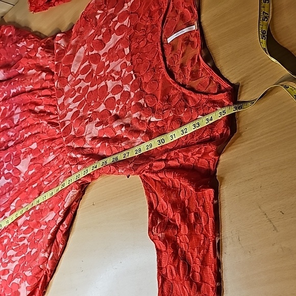 Sz4 Free People Red Floral Embroidered Mesh Dress - Picture 12 of 12